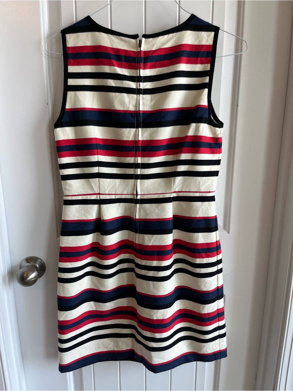 J. Crew Sleeveless Striped Mini Dress in Cream, Navy & Red - Picture 2 of 3